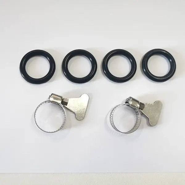 Silicone rubber rings and metal clips for the bamboo footrest