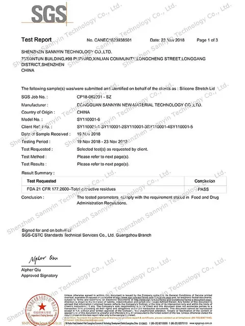 FDA certificate