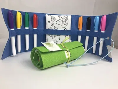 Marker pens in a felt pouch