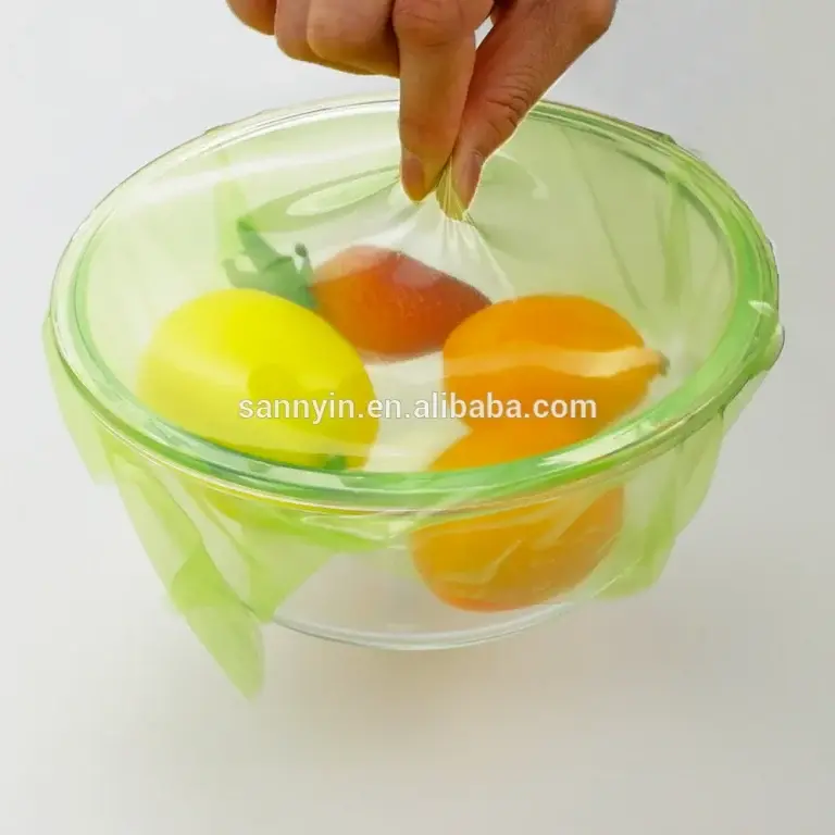 Silicone cling film keeping bowls of food fresh