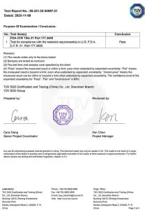 FDA test report